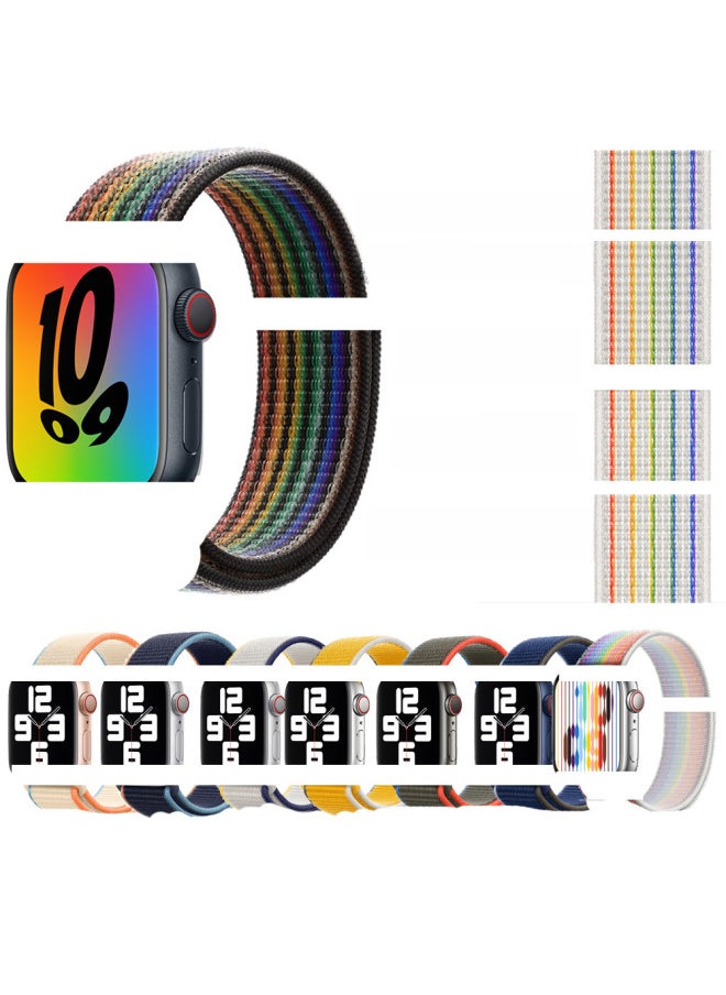 Generic - For Apple Nylon Strap Apple Watch123/4/5/6/se/7/8 Loop Back Watch Strap-Color:38/40/41/(10th Generation) 42mm55#Bright Sun Color - Image 1