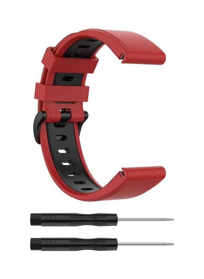 NIBEMINENT Silicone Two Colour Strap For Garmin Fenix 6 Red - Image 5