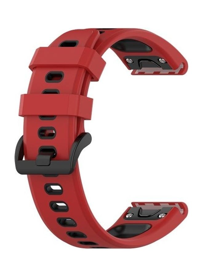 NIBEMINENT Silicone Two Colour Strap For Garmin Fenix 6 Red - Image 3