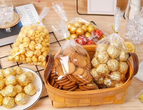 LOKQING LOKIQNG Cellophane Bags Plastic Gift Bag Clear Cookie Treat Bags with Twist Ties for Party Favor Bag(100PACK,6x10inch) - Image 2