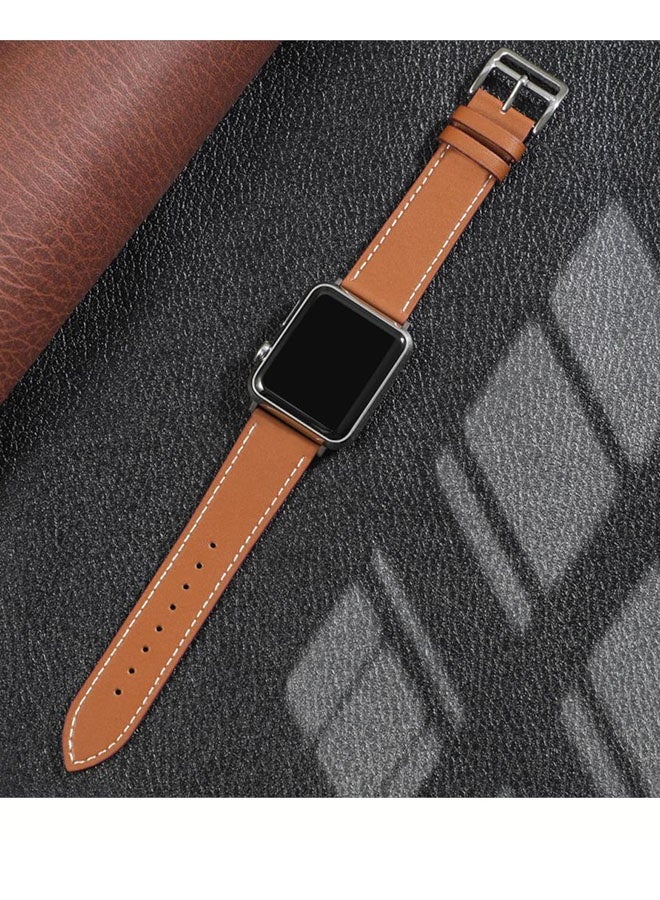 Happy D Compatible with Apple Watch bands 49mm/46mm/45mm/44mm/42mm, genuine leather band replacement, compatible with Apple Watch Ultra 2/1 series 10/9/8/7/6/5/4/3/2/1/SE, brown - Image 2