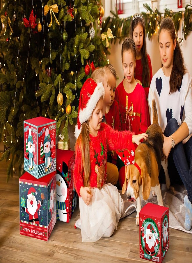 Linelglobal Christmas Gift Box with Lid - 4-Pack Stackable Square Decorative Box Set Assortment - Red - Image 4