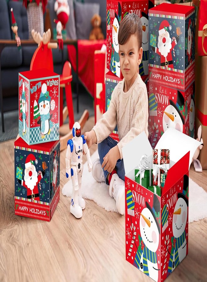Linelglobal Christmas Gift Box with Lid - 4-Pack Stackable Square Decorative Box Set Assortment - Red - Image 5
