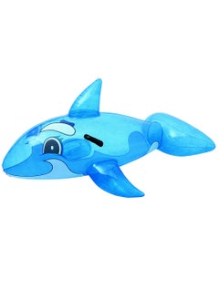 Bestway 41037-Transparent Whale Rider Inflatable Pool Float with Handles 1.57mx94cm/62"x37", Blue  - Image 1