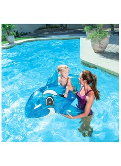 Bestway 41037-Transparent Whale Rider Inflatable Pool Float with Handles 1.57mx94cm/62"x37", Blue  - Image 3