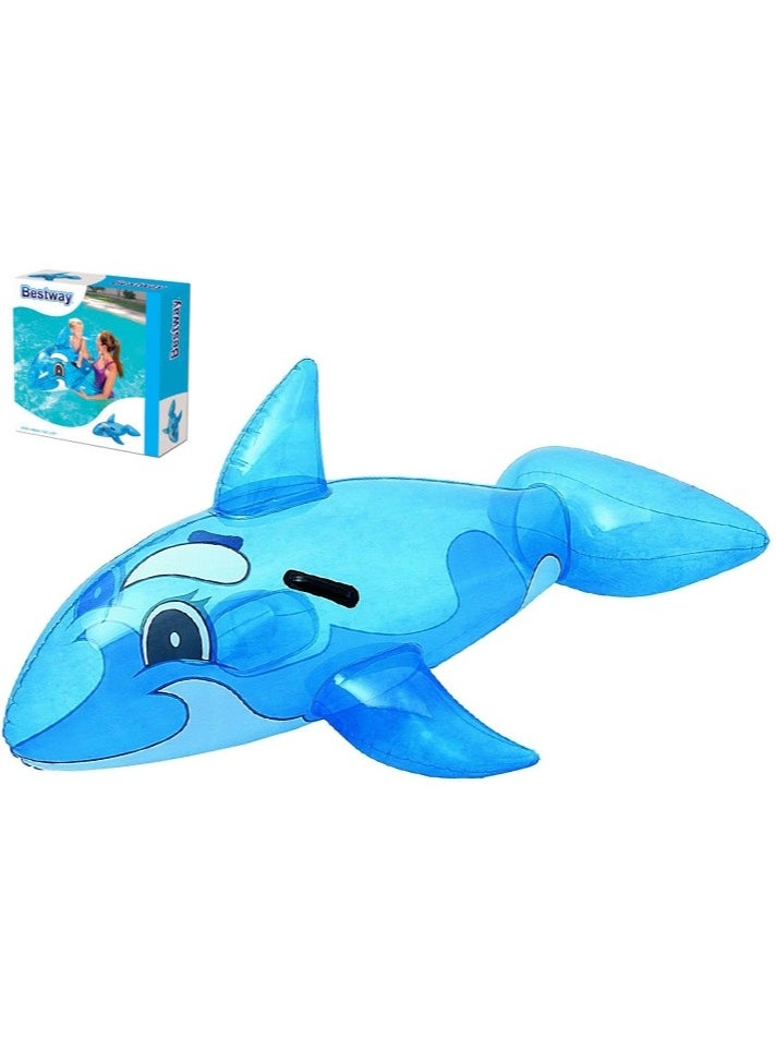 Bestway - 41037-Transparent Whale Rider Inflatable Pool Float with Handles 1.57mx94cm/62"x37", Blue - Image 1