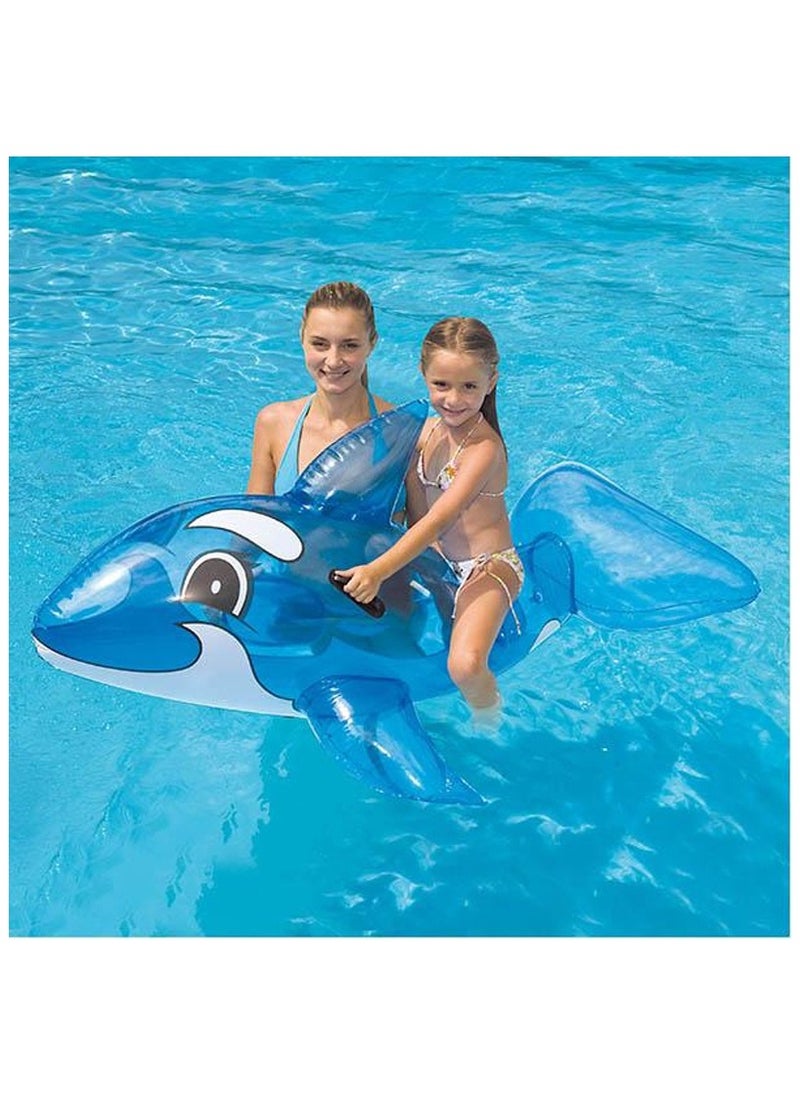 Bestway - 41037-Transparent Whale Rider Inflatable Pool Float with Handles 1.57mx94cm/62"x37", Blue - Image 1