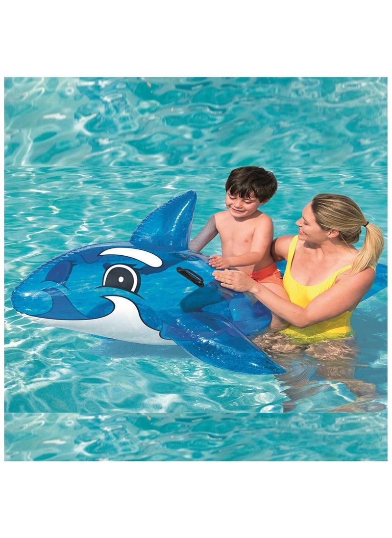 Bestway - 41037-Transparent Whale Rider Inflatable Pool Float with Handles 1.57mx94cm/62"x37", Blue - Image 1