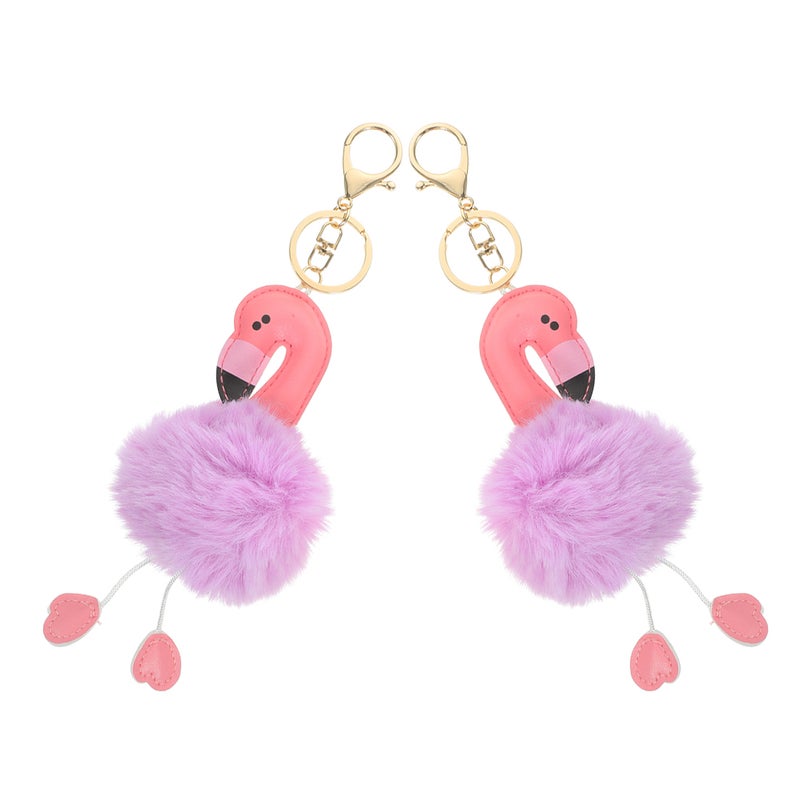 2pcs Flamingo Keychains Women Key Purse Hanging Key Pendant Backpack Ornament Party Favors - Image 1