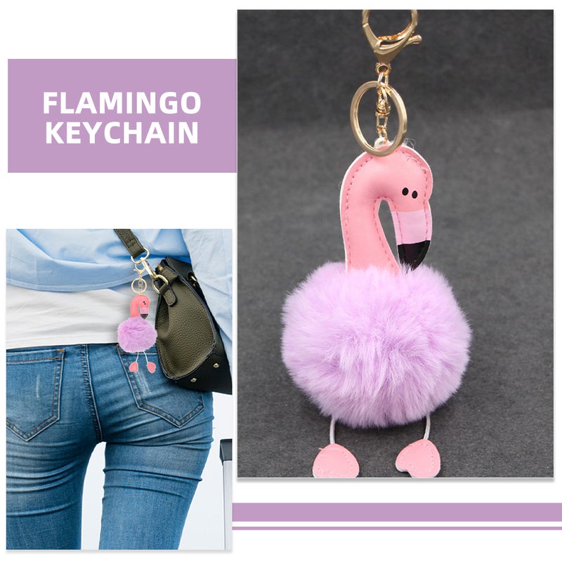 2pcs Flamingo Keychains Women Key Purse Hanging Key Pendant Backpack Ornament Party Favors - Image 2