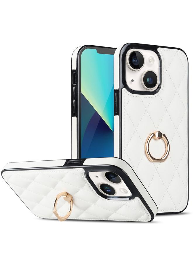 Zaboon Case For iPhone 13 mini Rhombic PU Leather Phone Case with Ring Holder - Image 1