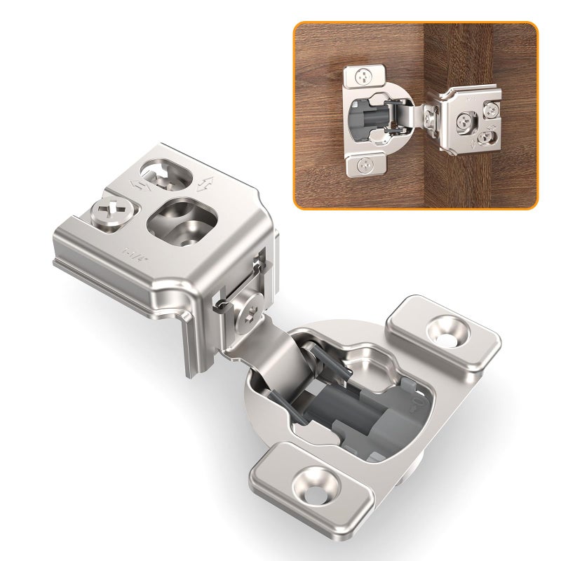 Chibery 50 Pack 114 4D Concealed Hinges for Face Frame Door Soft Close OnOff Switch Self Closing 105 Open Angle Concealed Stainless Steel Hinges for Framed Cabinet Satin Nickel - Image 2