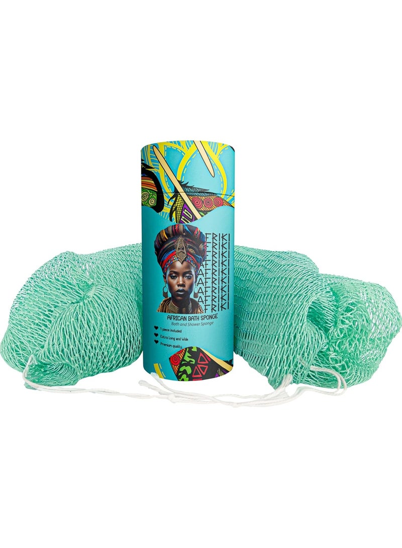 AFRIKI Authentic African Exfoliating Net Sponge, 45 Inch Long Back Scrubber for Normal to Sensitive Skin - Image 1