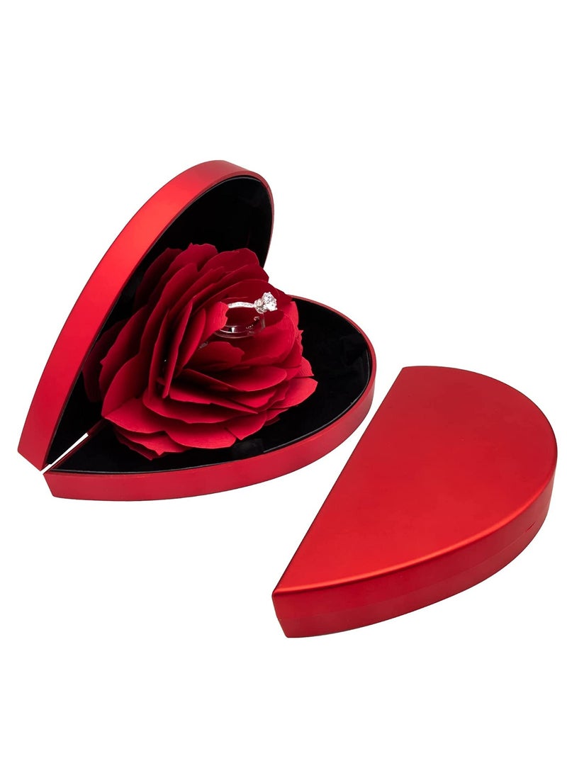 KASTWAVE Ring Box, Engagement Rose Ring Box, Surprise Jewelry Storage Holder for Woman as Proposal Engagement Wedding Ring Jewelry Gift Case in Valentine's Day - Image 2