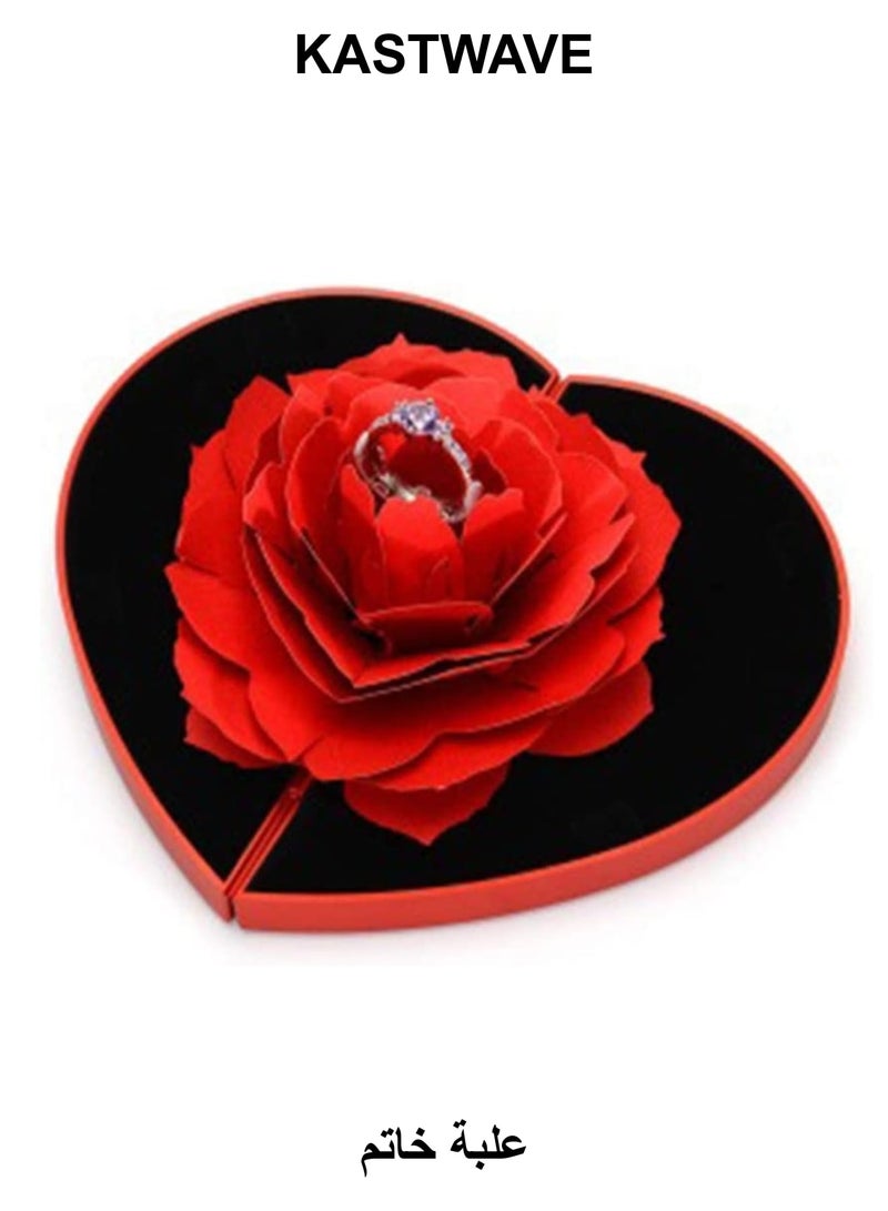 KASTWAVE Ring Box, Engagement Rose Ring Box, Surprise Jewelry Storage Holder for Woman as Proposal Engagement Wedding Ring Jewelry Gift Case in Valentine's Day - Image 1