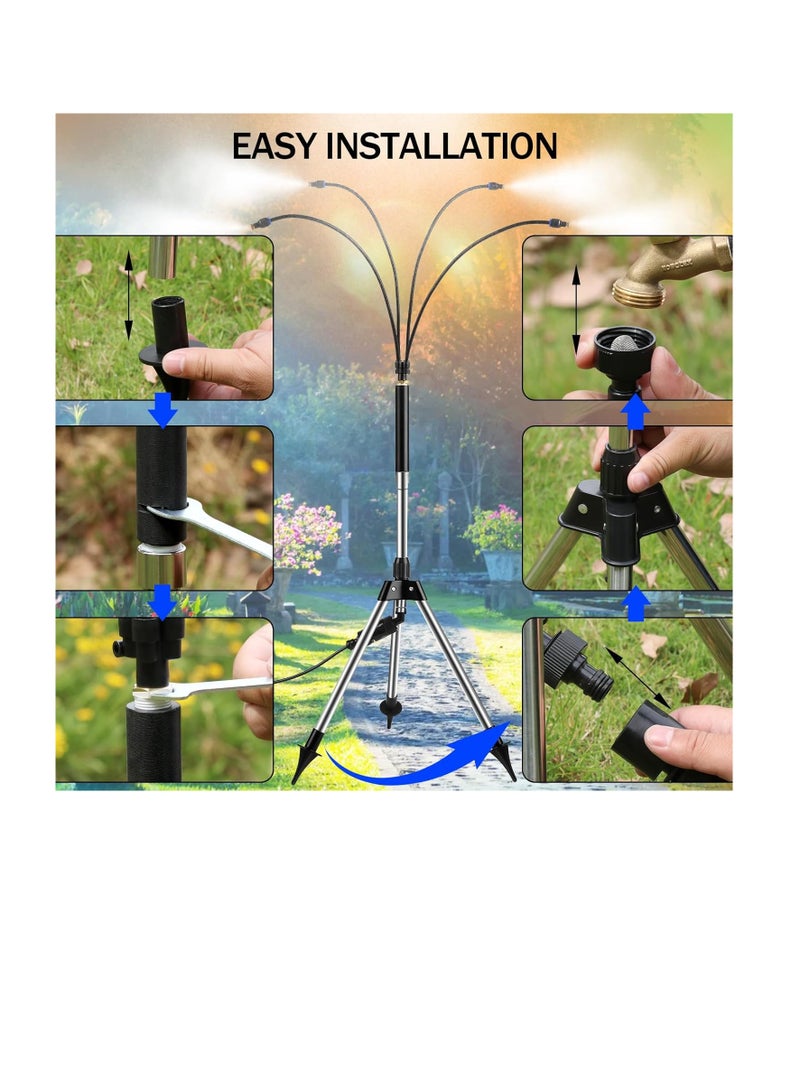 general Standing Misters for Outside Patio, Adjustable 4.1FT Misting System with Four Spray Heads & 26.2FT Water Hose, Portable Standing Misters Cooling System for Camping, Pool, BBQ, Beach & Garden - Image 3