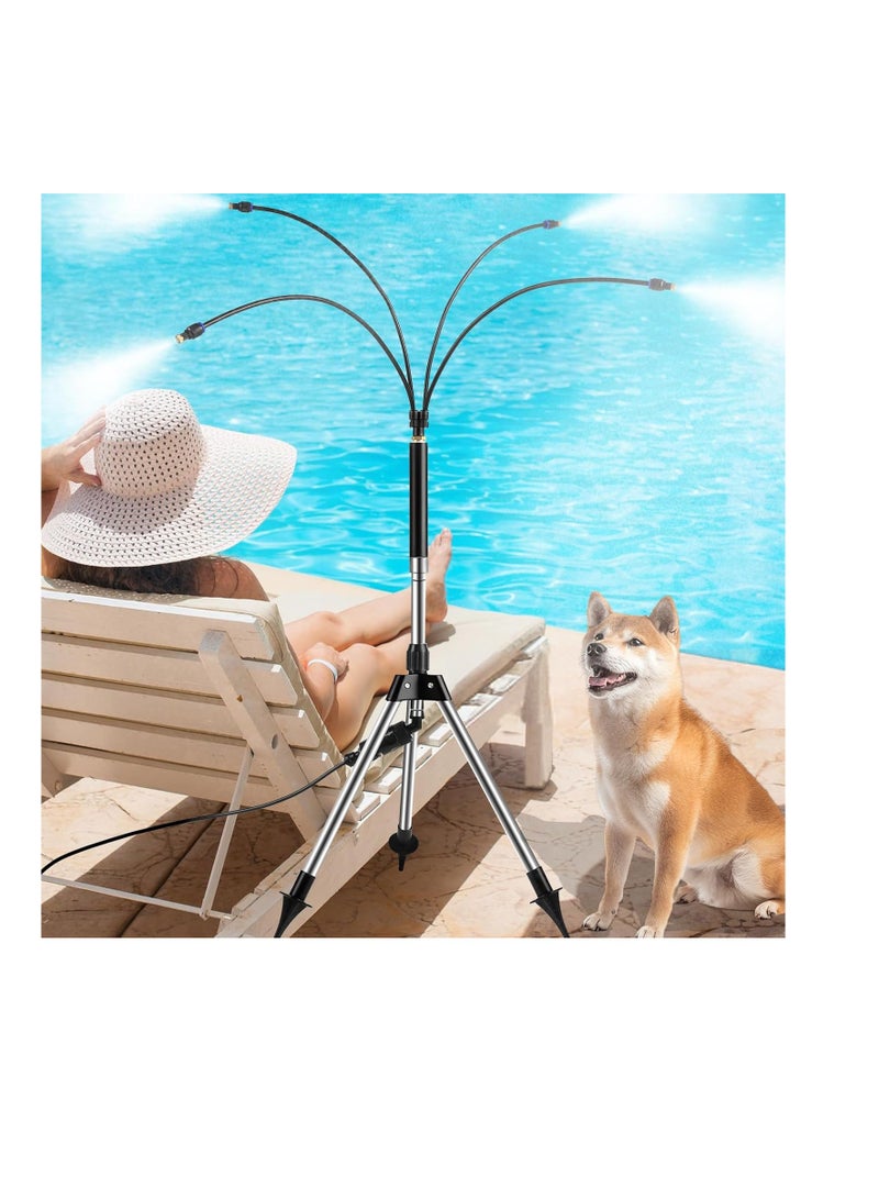 general Standing Misters for Outside Patio, Adjustable 4.1FT Misting System with Four Spray Heads & 26.2FT Water Hose, Portable Standing Misters Cooling System for Camping, Pool, BBQ, Beach & Garden - Image 1