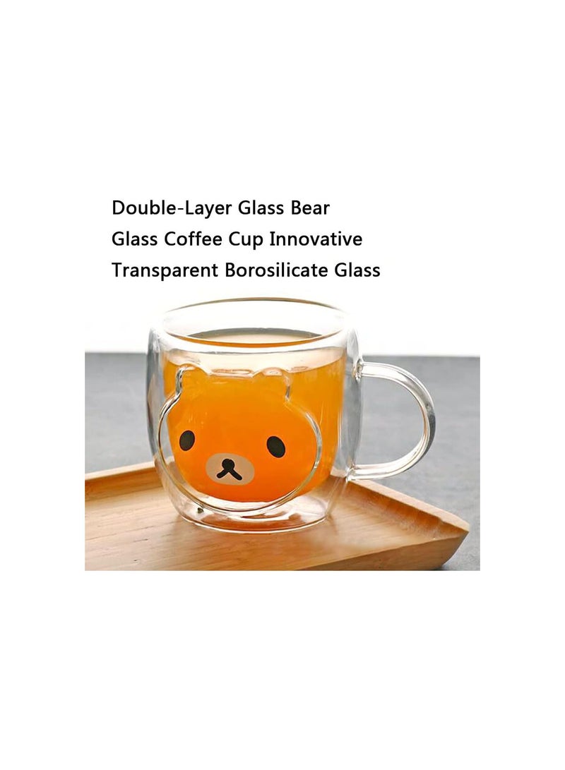 GGOOT Double Walled Glass Coffee Mugs Borosilicate Insulated Coffee Mugs Cute Bear Shaped Gift for Your Friend - Image 4