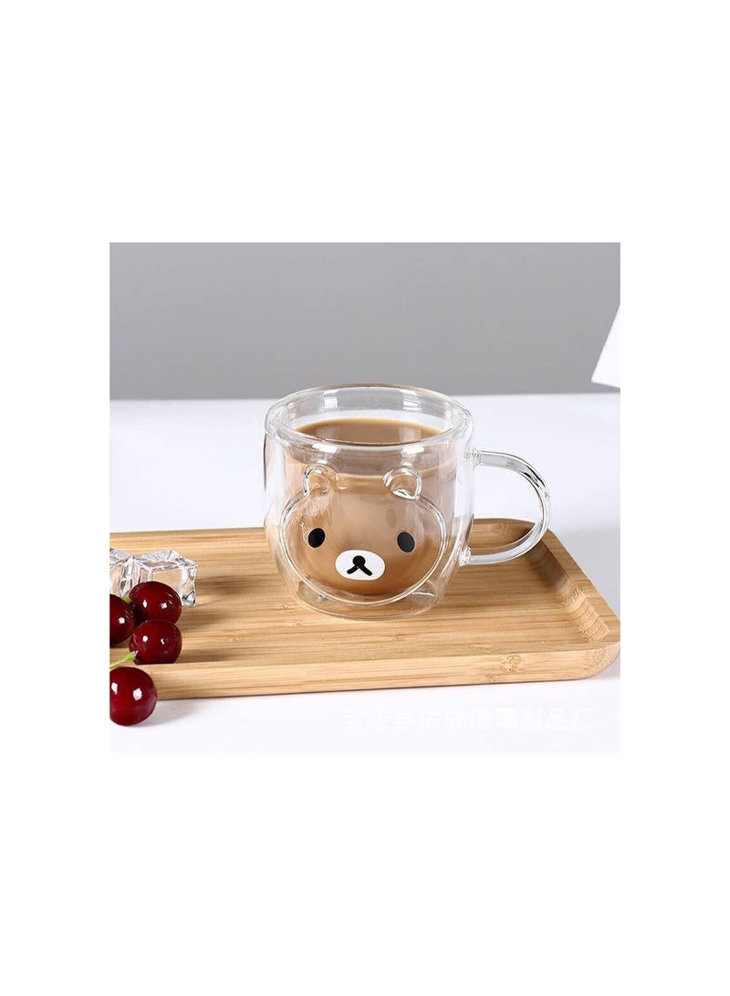GGOOT Double Walled Glass Coffee Mugs Borosilicate Insulated Coffee Mugs Cute Bear Shaped Gift for Your Friend - Image 2