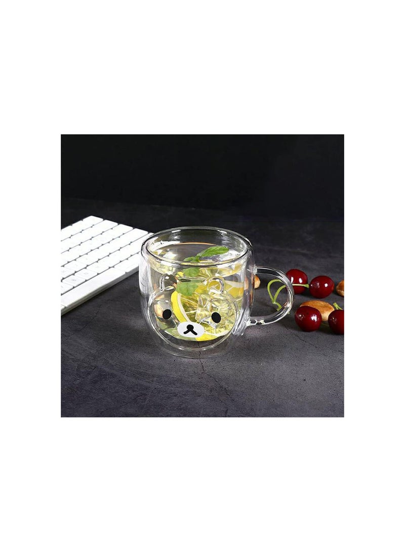 GGOOT Double Walled Glass Coffee Mugs Borosilicate Insulated Coffee Mugs Cute Bear Shaped Gift for Your Friend - Image 3