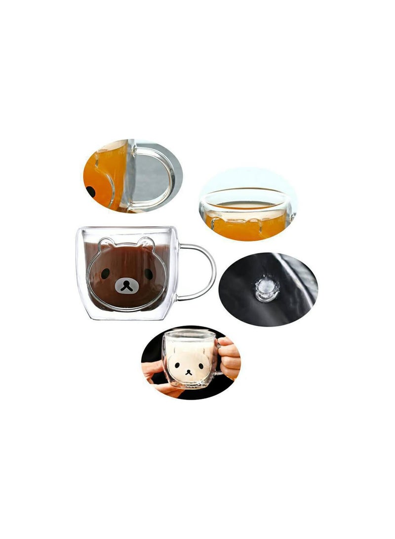 GGOOT Double Walled Glass Coffee Mugs Borosilicate Insulated Coffee Mugs Cute Bear Shaped Gift for Your Friend - Image 5