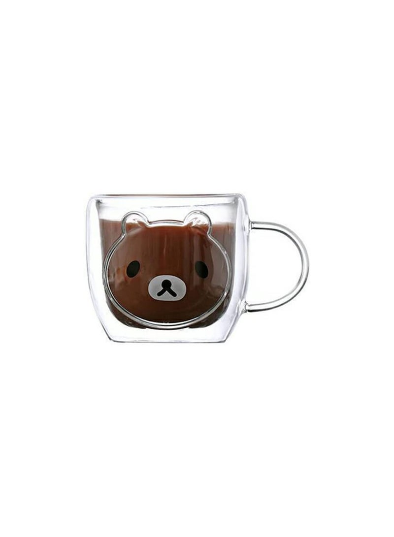 GGOOT Double Walled Glass Coffee Mugs Borosilicate Insulated Coffee Mugs Cute Bear Shaped Gift for Your Friend - Image 1