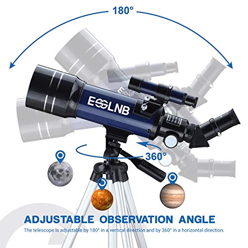 ESSLNB Telescope for Adults, 70mm Aperture Refractor Telescopes (15X-180X) for Astronomy Beginners, Portable Travel Telescope with Phone Adapter & Adjustable Tripod - Image 5