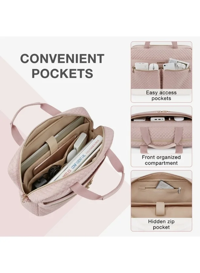 BAGSMART BAGSMART Light Pink Bonchemin 15.6 Inch Large Laptop Case for Women