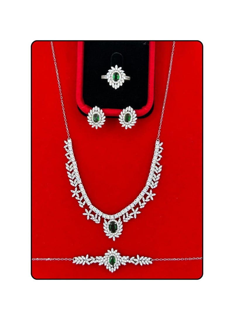 Armaaj Zirconia jewelry set with a matching necklace bracelet,Earrings and ring - Image 1
