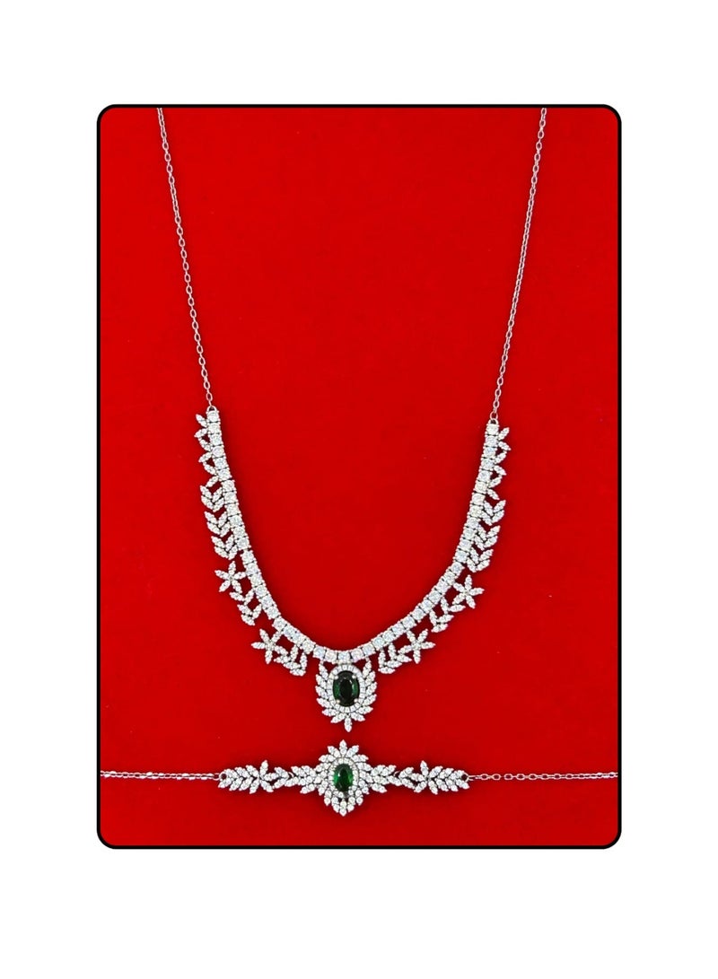 Armaaj Zirconia jewelry set with a matching necklace bracelet,Earrings and ring - Image 2