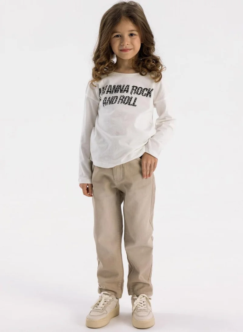 مينوتي Kids Girls Twill Mom Fit Trousers