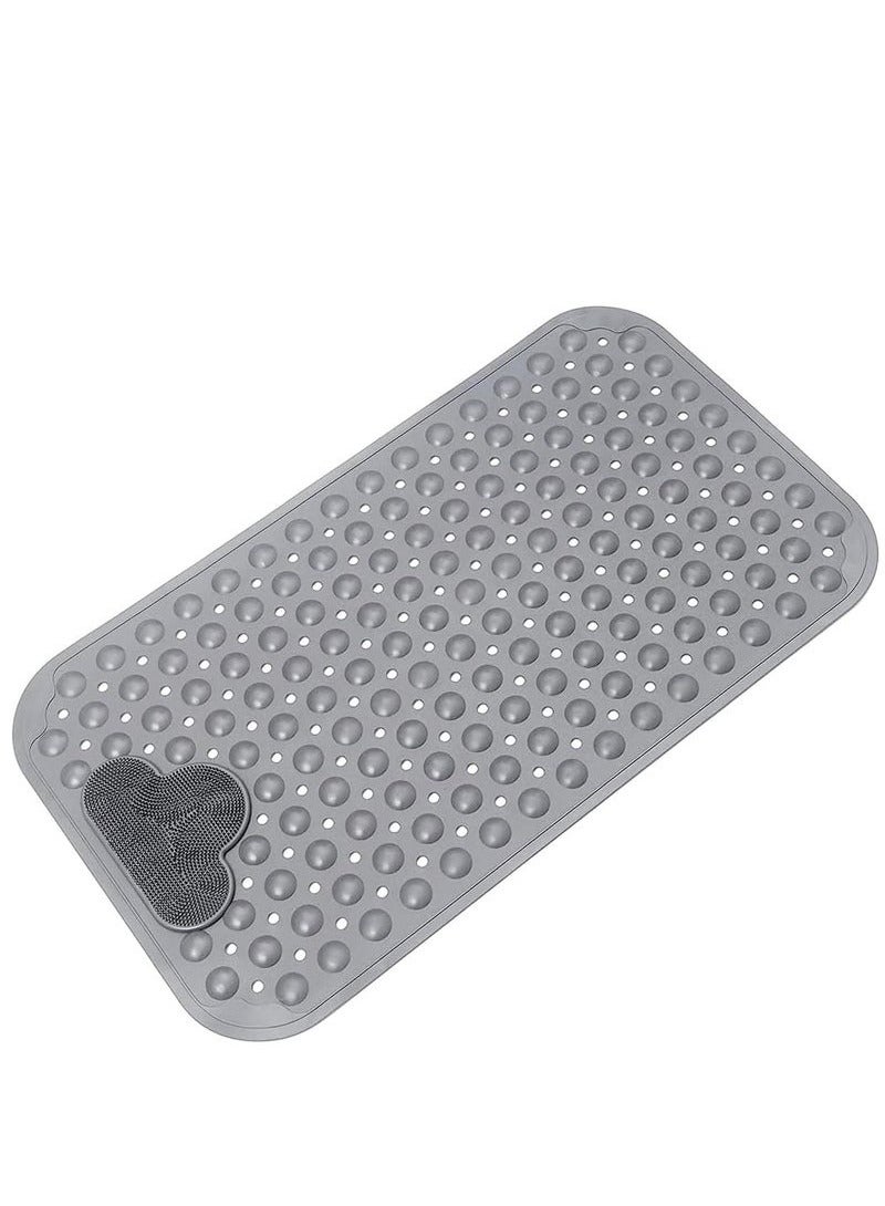 Shower Mat Non-Slip Bath Mat with Suction Cups and Drain Holes, Foot Mat for Bathroom 40cmx70cm (Grey) - Image 1