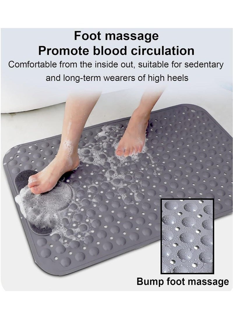 Shower Mat Non-Slip Bath Mat with Suction Cups and Drain Holes, Foot Mat for Bathroom 40cmx70cm (Grey) - Image 2
