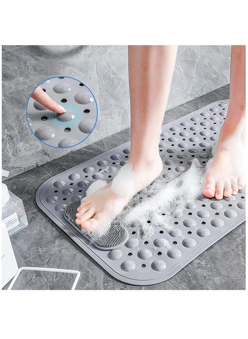 Shower Mat Non-Slip Bath Mat with Suction Cups and Drain Holes, Foot Mat for Bathroom 40cmx70cm (Grey) - Image 3