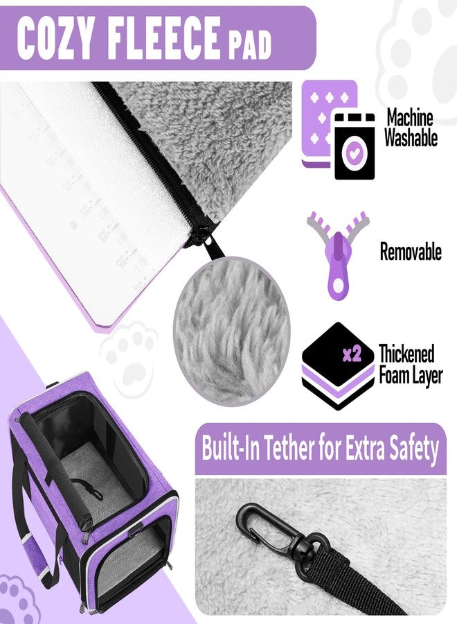 GAPZER Pet Carrier for Large Cat 20 lbs+ / Soft Sided Small Dog 12 Pounds Travel Crate Top Load/Collapsible Kitty Carry Bag Big Kitten Mesh/Sturdy Animal Transport cage Kennel Long Trips Purple - Image 4