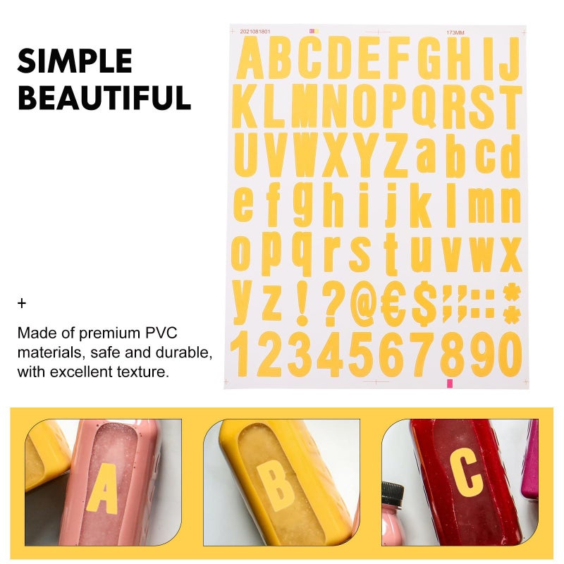 10 Yellow Metallic Vinyl Alphabet Number Stickers for DIY Scrapbooking Crafts - Image 4