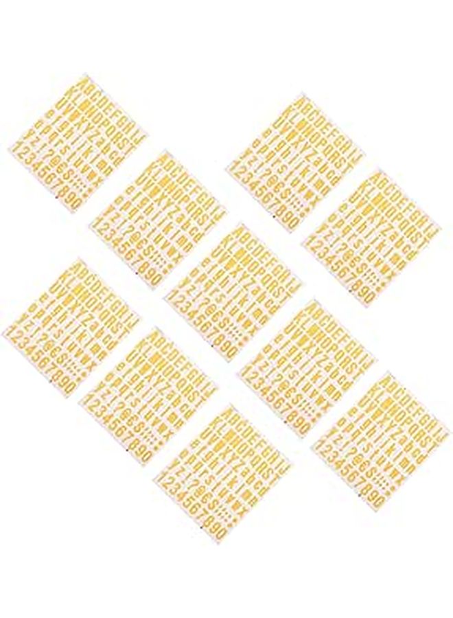 10 Yellow Metallic Vinyl Alphabet Number Stickers for DIY Scrapbooking Crafts - Image 1