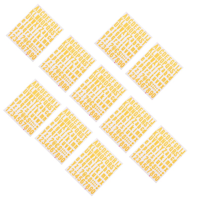 10 Yellow Metallic Vinyl Alphabet Number Stickers for DIY Scrapbooking Crafts - Image 2