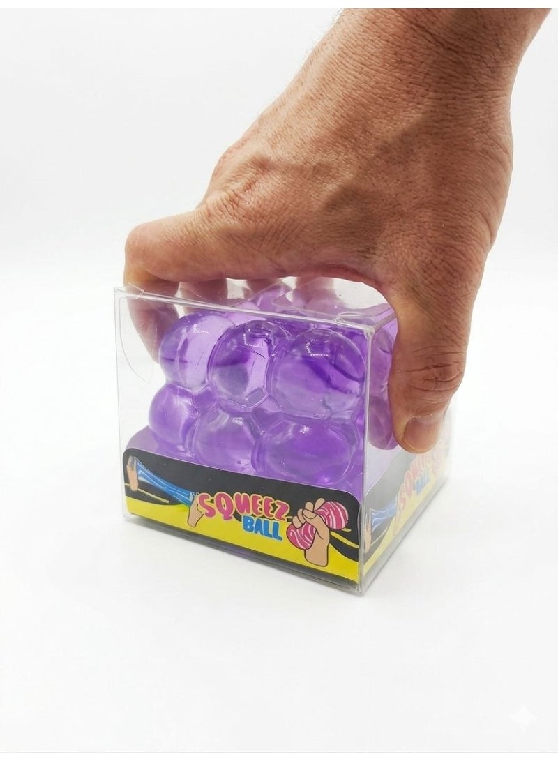 Squeeze Ball Stress Relief Fidget Toy with Gel Bubble Cubes - Assorted Colors - Image 2