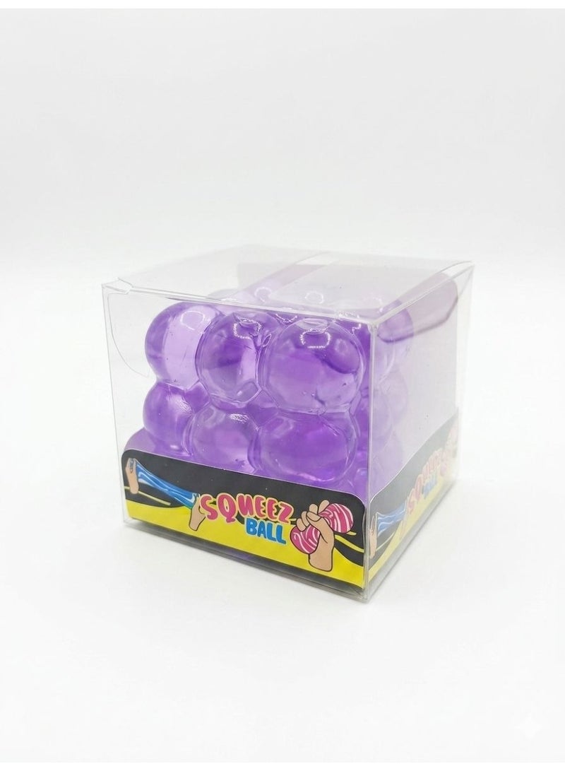 Squeeze Ball Stress Relief Fidget Toy with Gel Bubble Cubes - Assorted Colors - Image 1