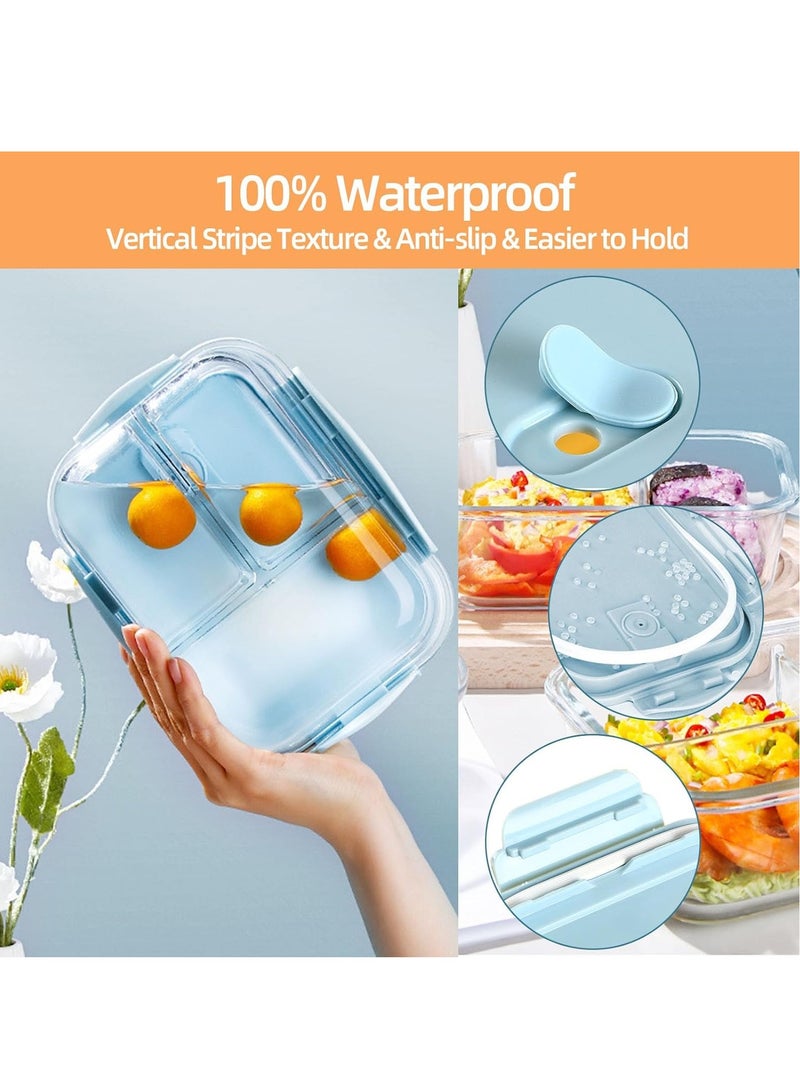 DUNISO 3 pieces glass kitchen meal preparation containers, 410ml, 650ml,960ml with durable lock lids, meal preparation containers, children's and adult glass bento boxes  - Image 3