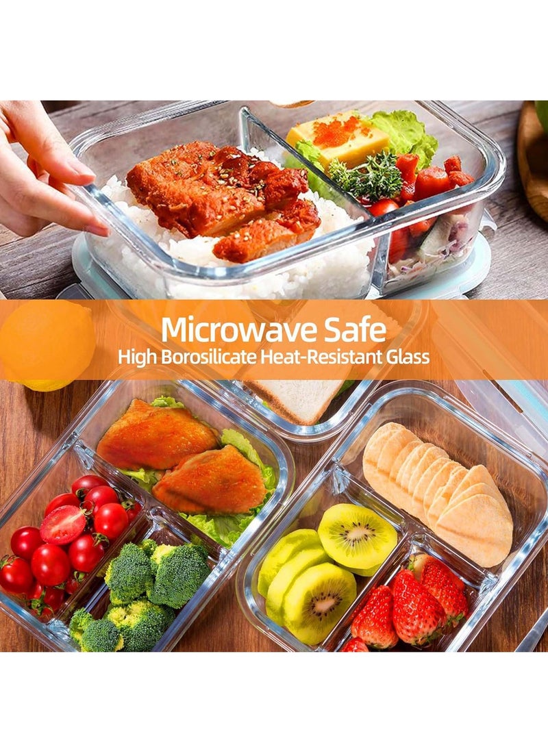 DUNISO 3 pieces glass kitchen meal preparation containers, 410ml, 650ml,960ml with durable lock lids, meal preparation containers, children's and adult glass bento boxes  - Image 5