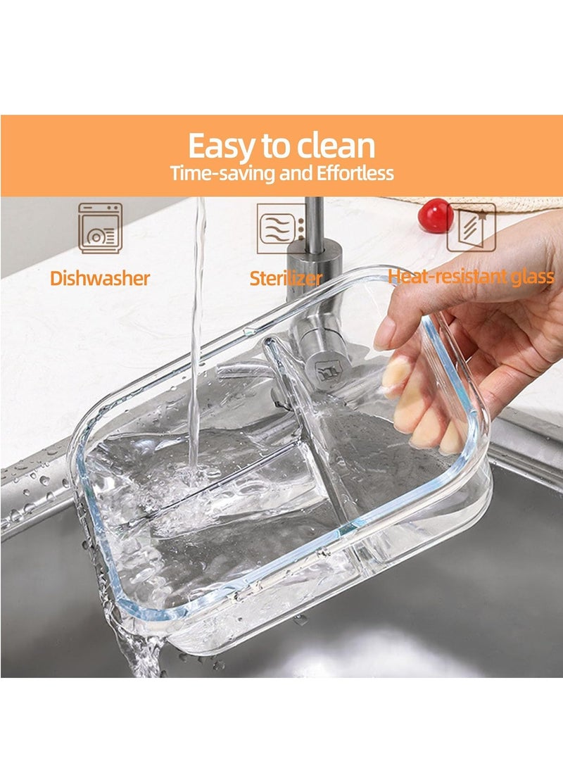 DUNISO 3 pieces glass kitchen meal preparation containers, 410ml, 650ml,960ml with durable lock lids, meal preparation containers, children's and adult glass bento boxes  - Image 4