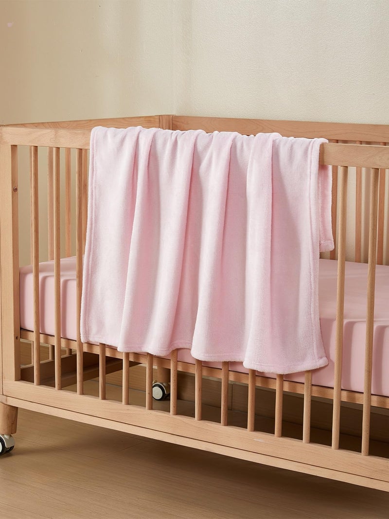 TILLYOU Baby Fleece Blanket 30x40 Inches Pink Throw Blanket Soft and Warm Baby Blankets for Boys and Girls Blanket for Toddler Infant Newborn, Pink - Image 3