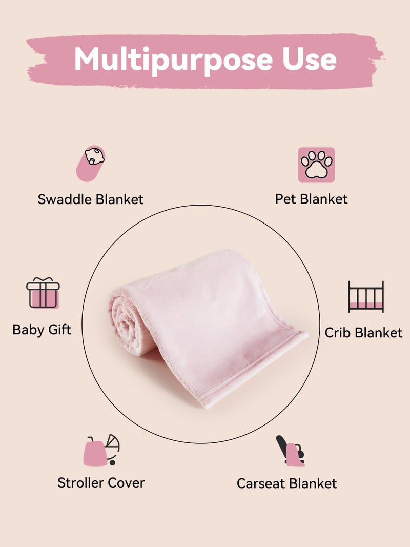 TILLYOU Baby Fleece Blanket 30x40 Inches Pink Throw Blanket Soft and Warm Baby Blankets for Boys and Girls Blanket for Toddler Infant Newborn, Pink - Image 4