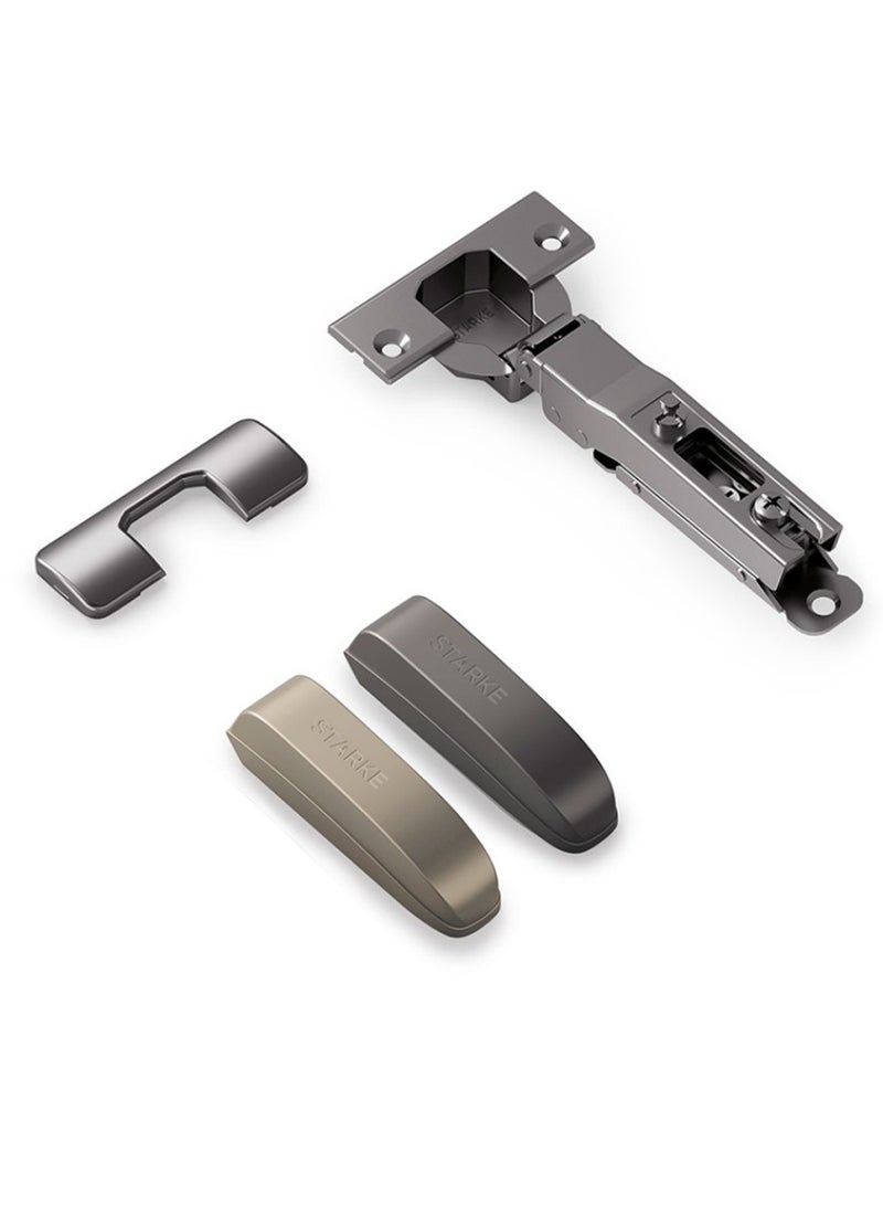 STARKE Pack of 1 Full Overlay Soft Close Cabinet Wingless Hinge -Black Electroplated, 95 Degree Opening Angle, 16-25mm Application, Strong Hydraulic System - Grey Protective Cover & Screws included. - Image 2
