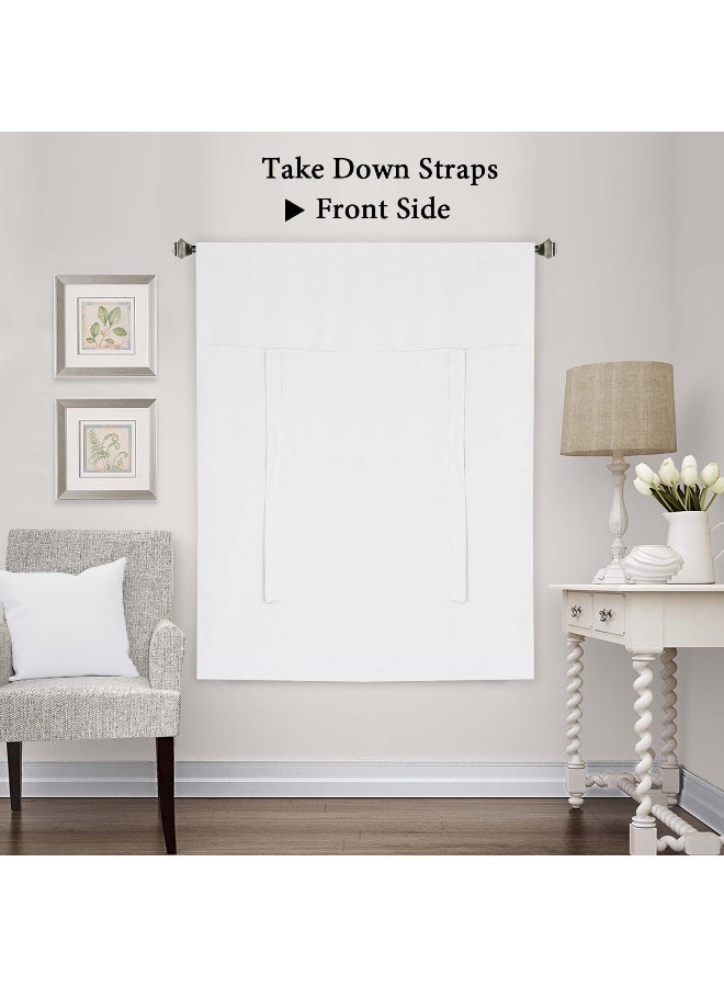 H.VERSAILTEX HVersailtex Room Darkening Bathroom Balloon Valance Blackout Tie Up Shades Privacy Thermal Insulated Window Curtain Panel for Glass DoorKitchen Window Pure White 42W x 63L Set of 1 - Image 3