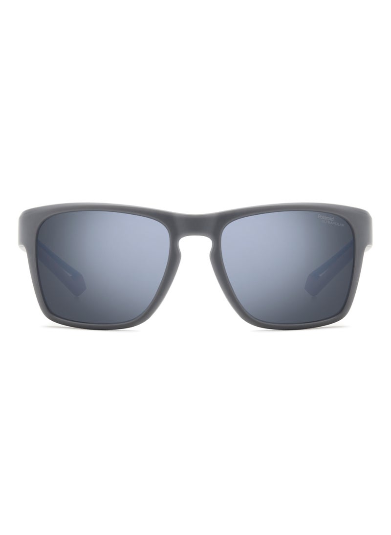 Polaroid - Men's Polarized Rectangular Shape  Sunglasses Pld 7052/S Silver 45 - Lens Size: 45.1 Mm - Mtt Grey - Image 1