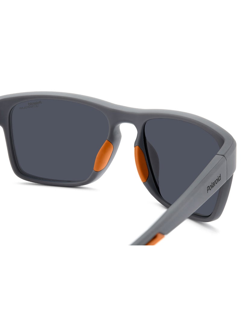 Polaroid - Men's Polarized Rectangular Shape  Sunglasses Pld 7052/S Silver 45 - Lens Size: 45.1 Mm - Mtt Grey - Image 1
