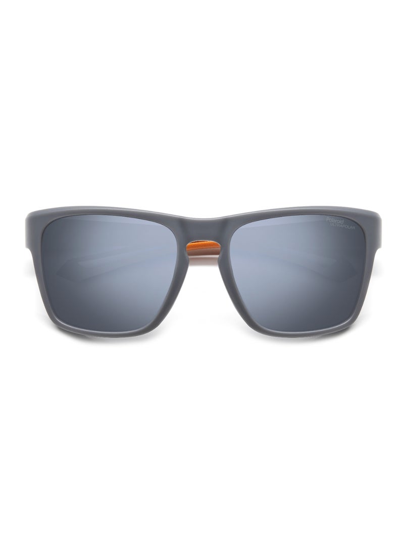 Polaroid - Men's Polarized Rectangular Shape  Sunglasses Pld 7052/S Silver 45 - Lens Size: 45.1 Mm - Mtt Grey - Image 1